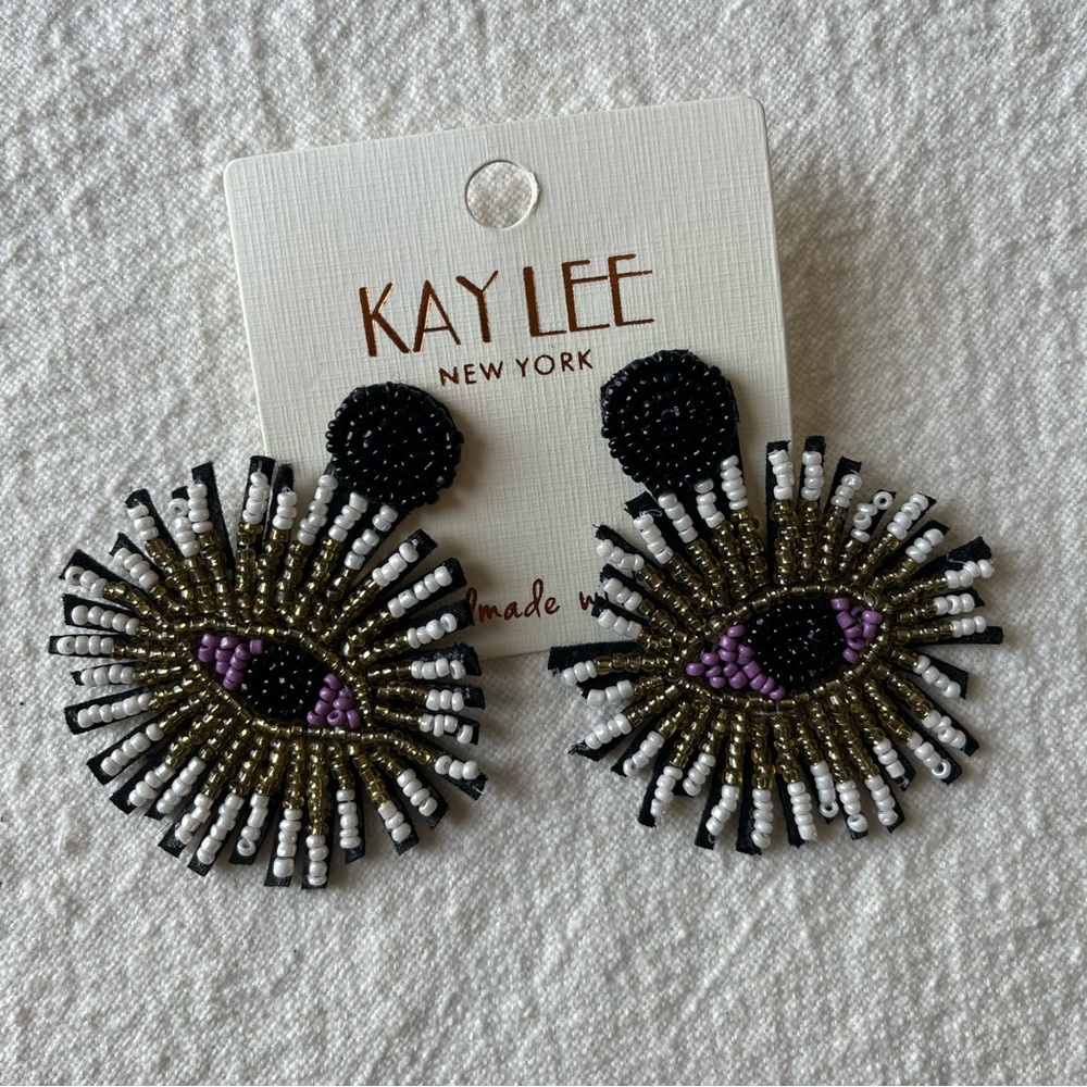 Kay Lee New York Beaded Eye Earrings